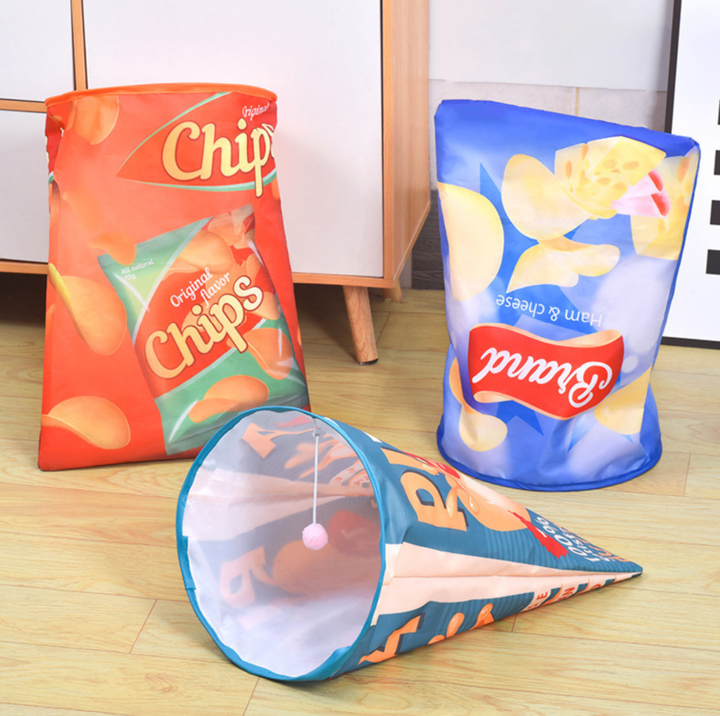 ”Crispy Chips Bag” Crinkle Cat Tunnel