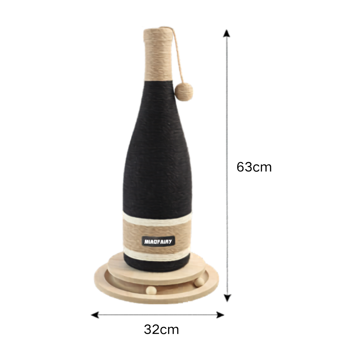 Wine Bottle Cat Scratching Post with Rotating Ball-Track Base
