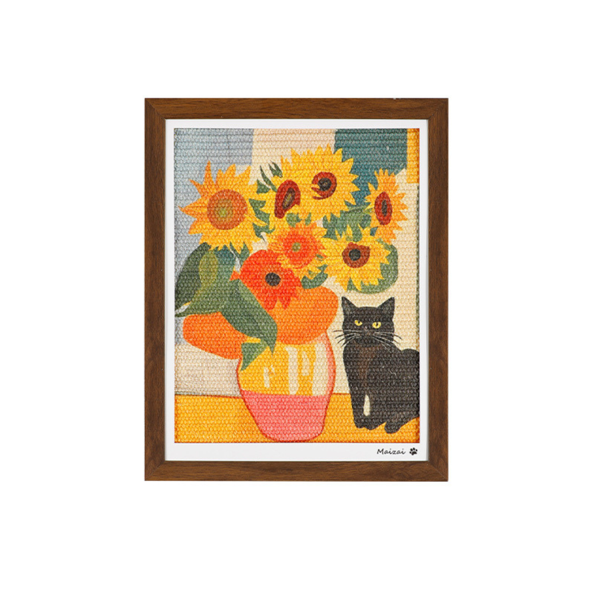 Framed Sisal Cat Scratching Board – Wall-Mounted Decorative Vertical Cat Scratcher