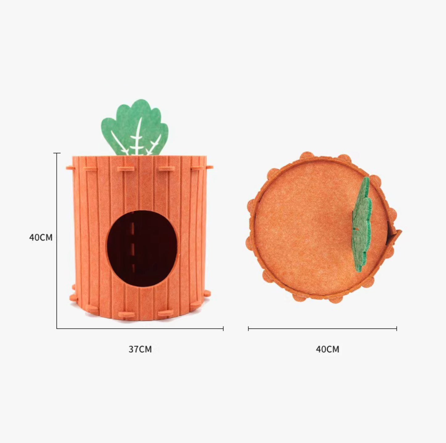 Carrot Style Felt Cat Barrel Bed