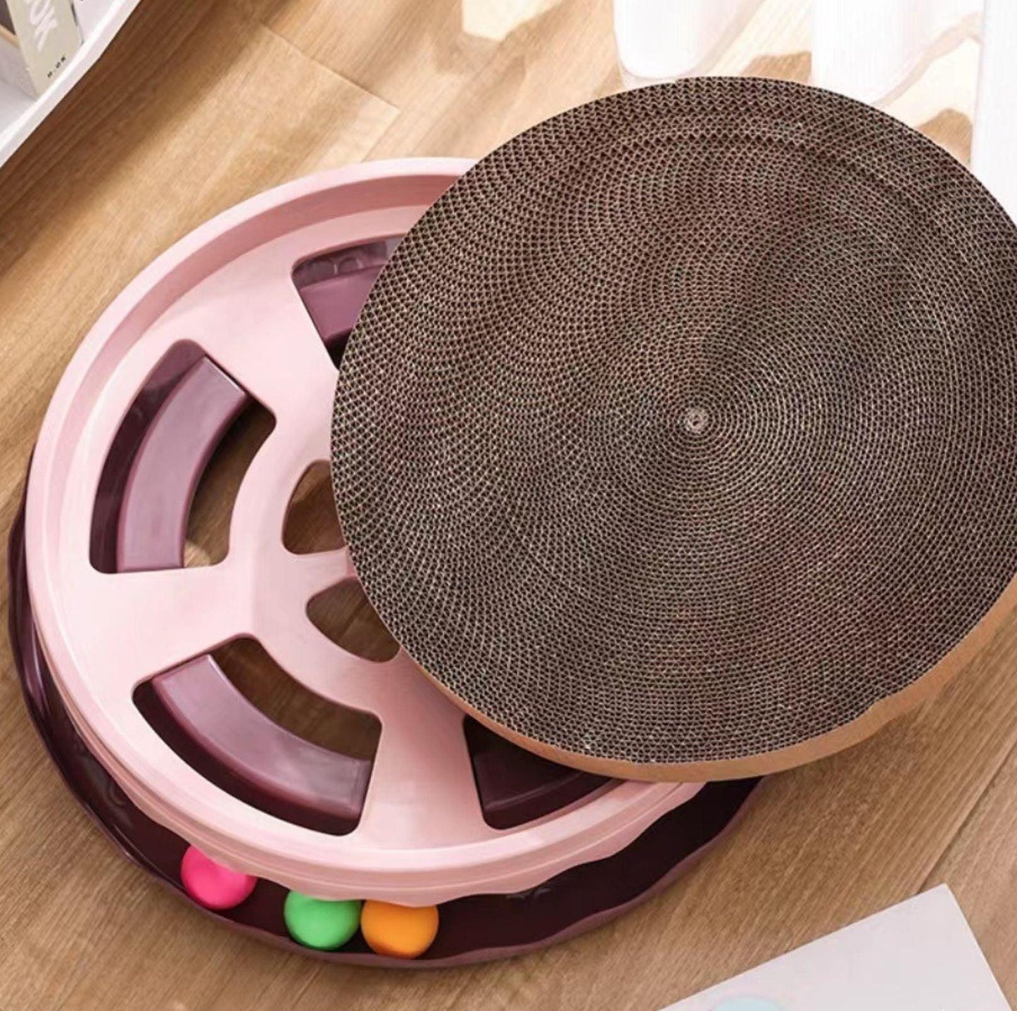 Double-Layer Rotating Cat Scratcher with Trackballs & Detachable Core
