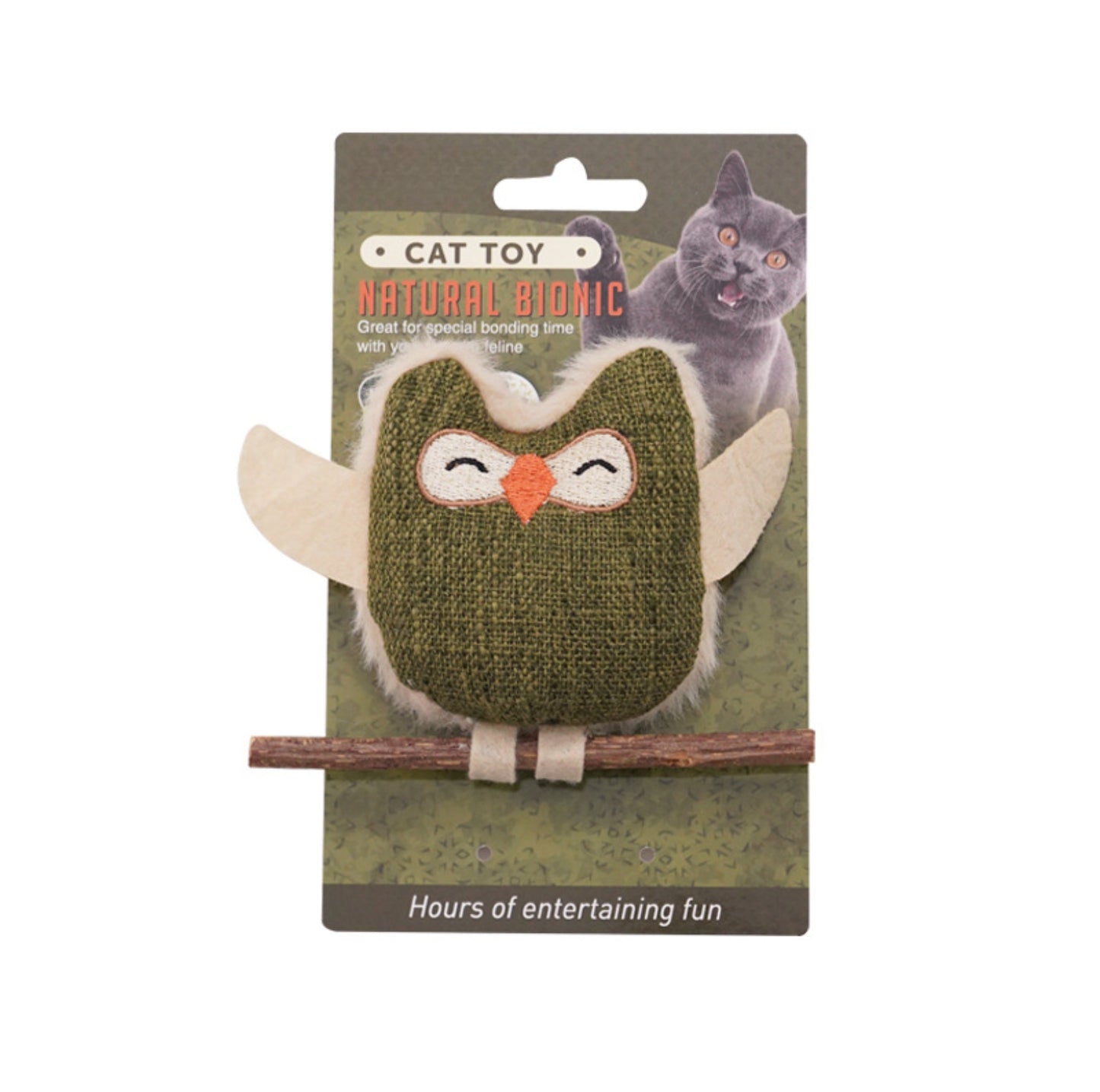Linen Owl Cat Catnip Chew Toy