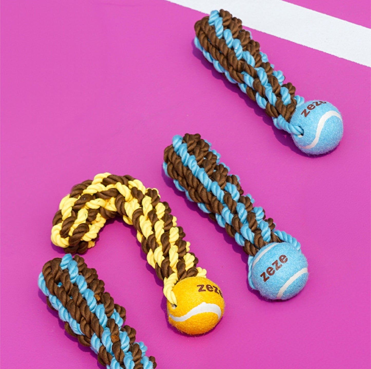 ZeZe Durable Rope Chew Toy for Dogs With Flet Ball