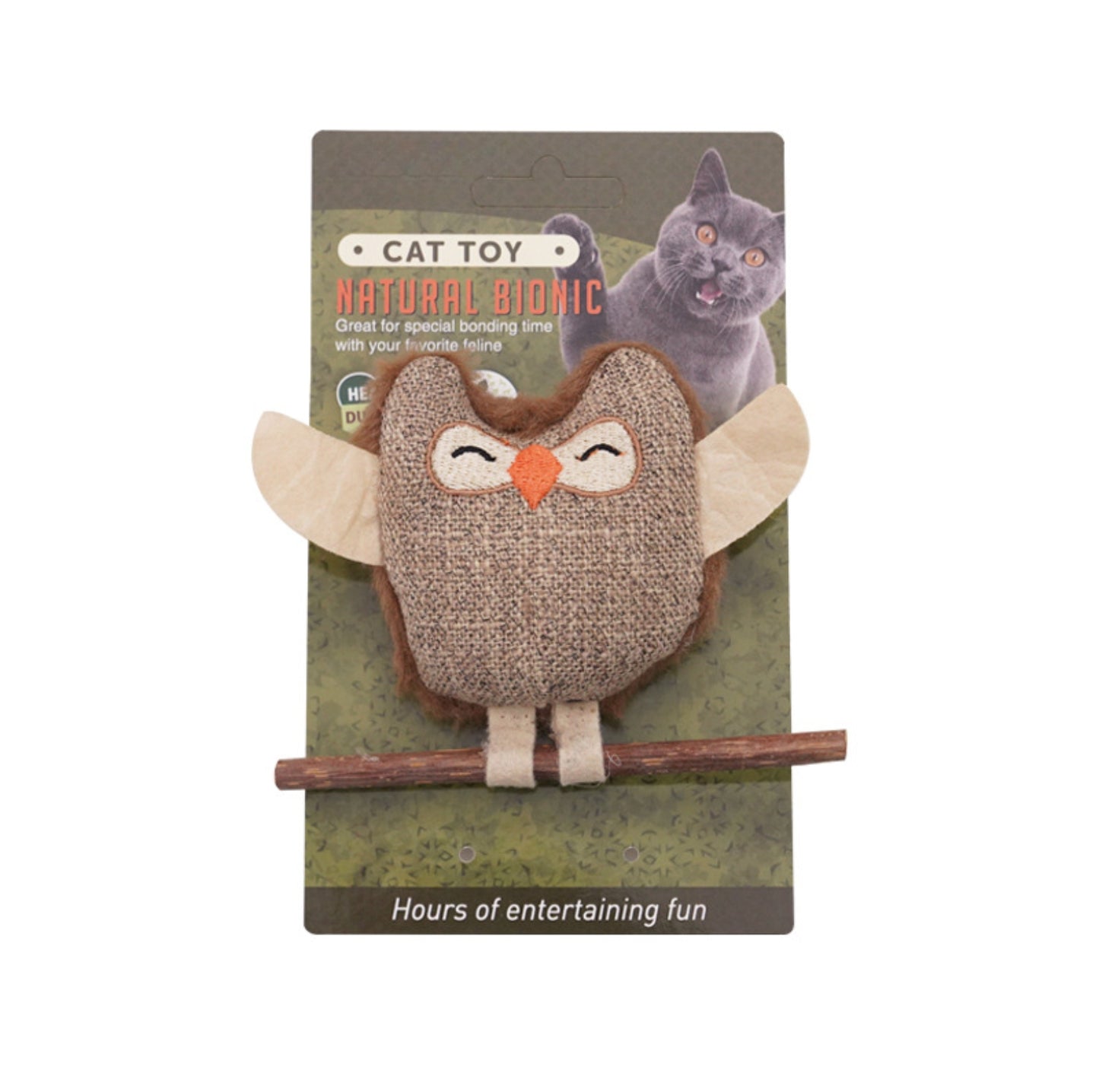 Linen Owl Cat Catnip Chew Toy