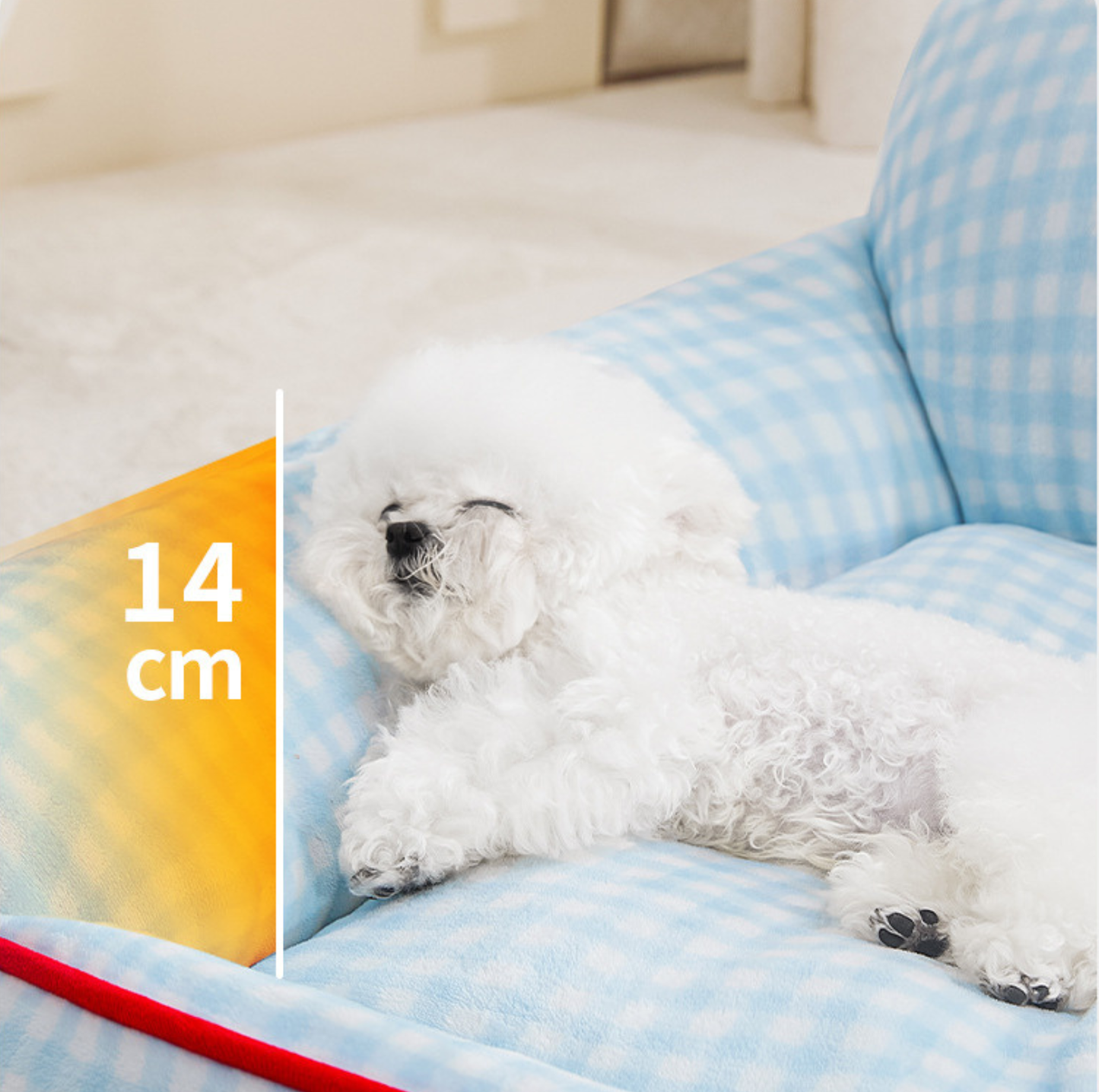 Gingham Sofa-Style Pet Bed – Soft, Supportive & All-Season Comfort