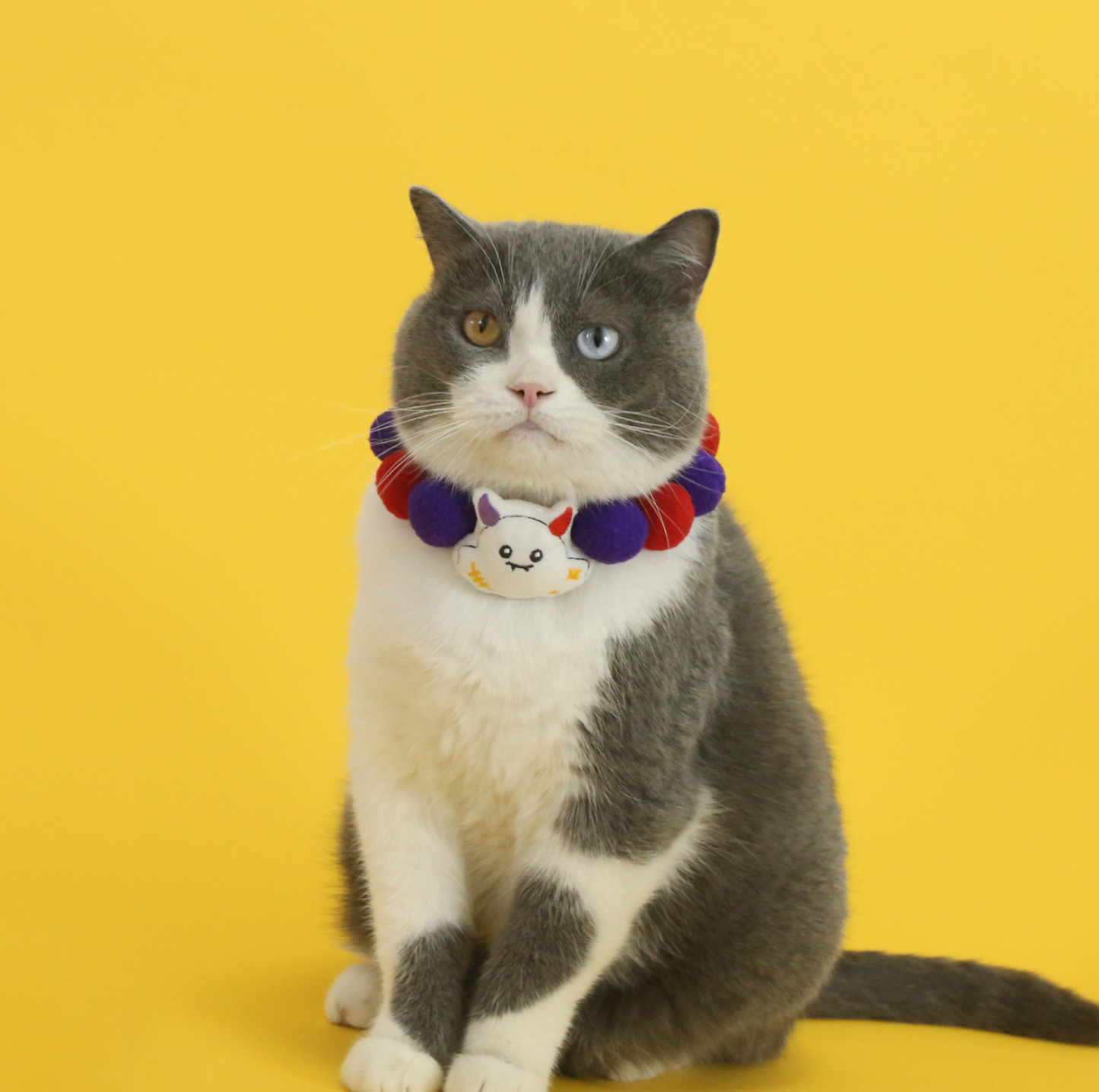 Halloween Plush Ball Collar for Cats and Small Dogs – Soft Cotton Design in Pumpkin, Ghost & Black Cat Styles