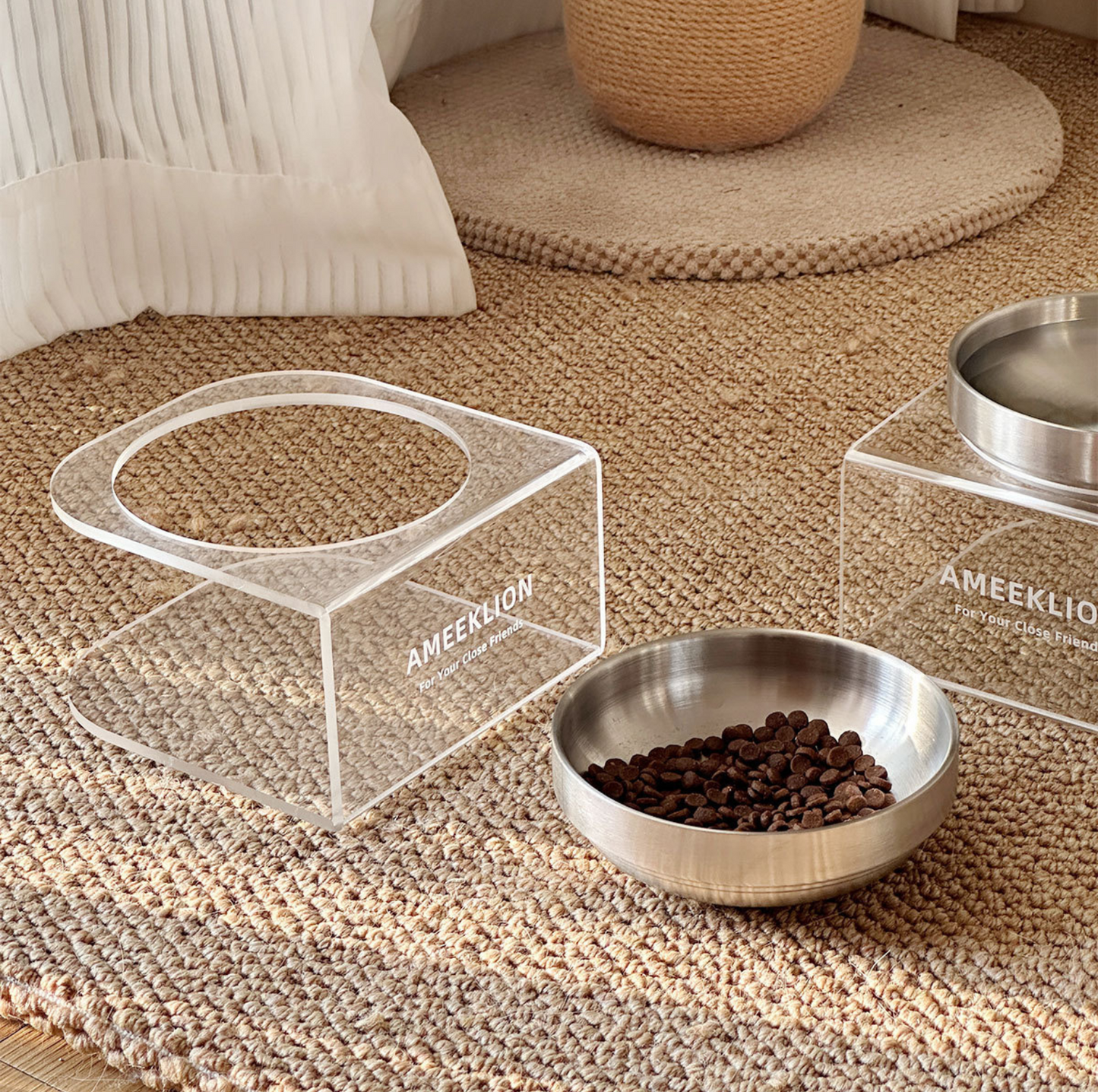 304 Stainless Steel Pet Food Bowl with Acrylic Stand