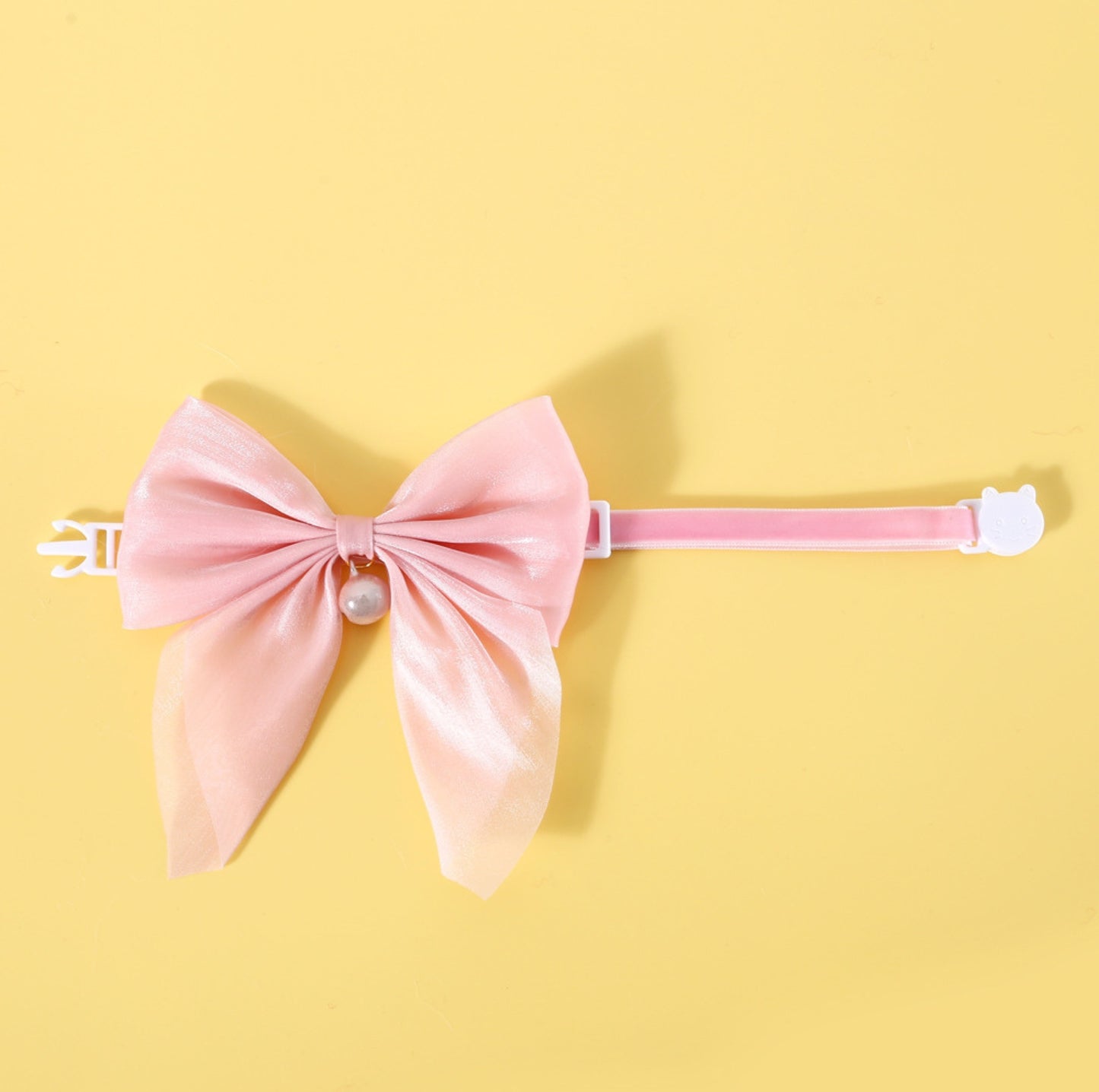 Adjustable Pink Velvet Large Bow Pet Collar - {{product.type}} - PawPawUp