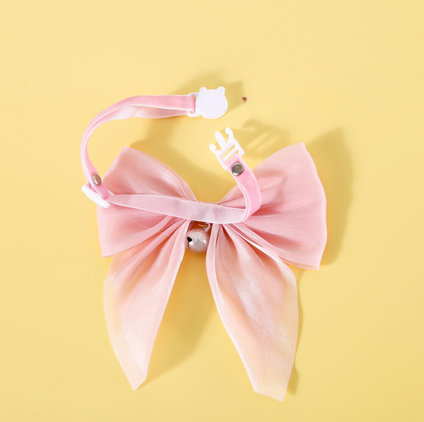 Adjustable Pink Velvet Large Bow Pet Collar - {{product.type}} - PawPawUp