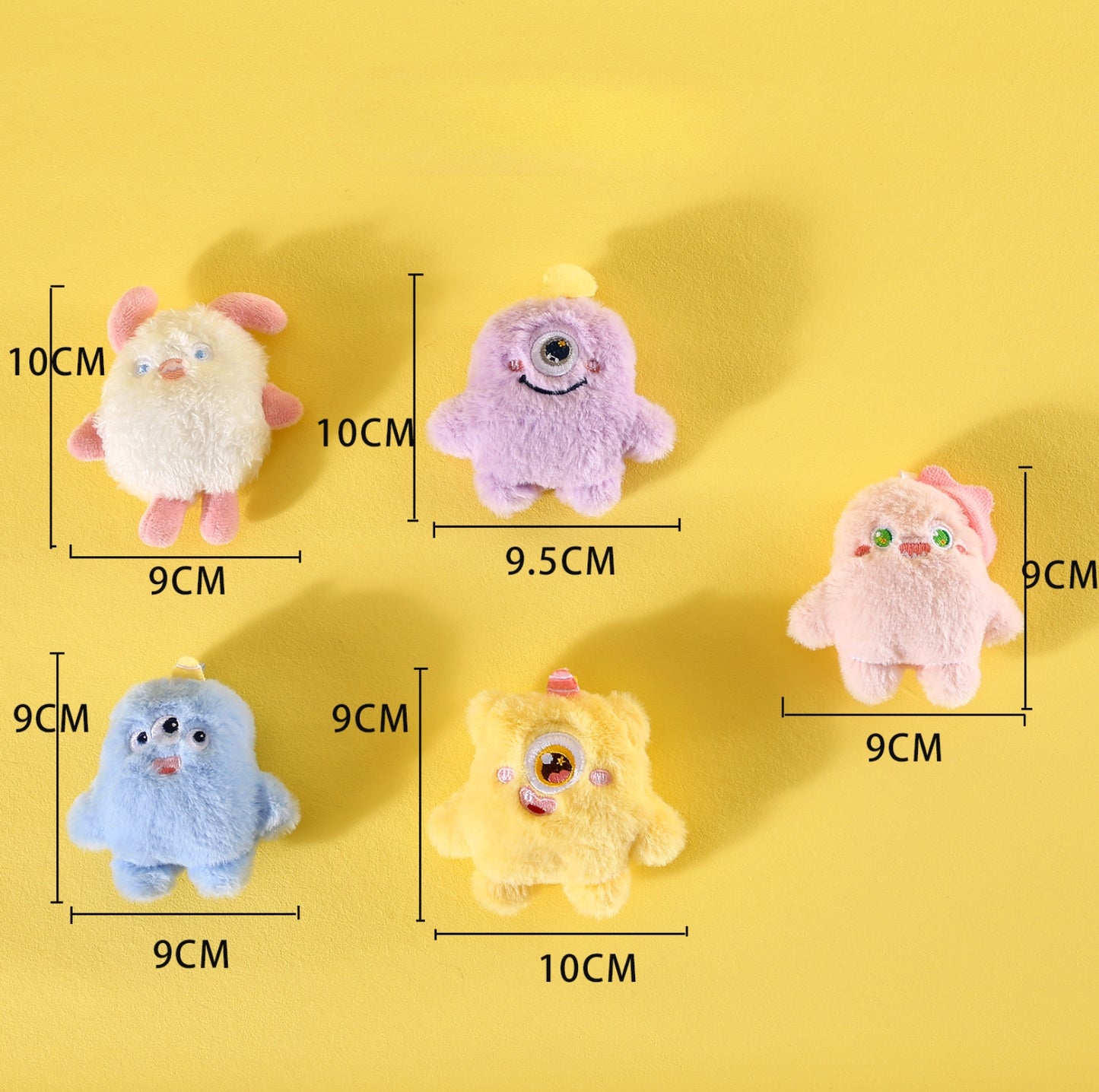 Adorable Little Monster-Style Plush Cat Toy Set of 5 – With Catnip & Bells - {{product.type}} - PawPawUp