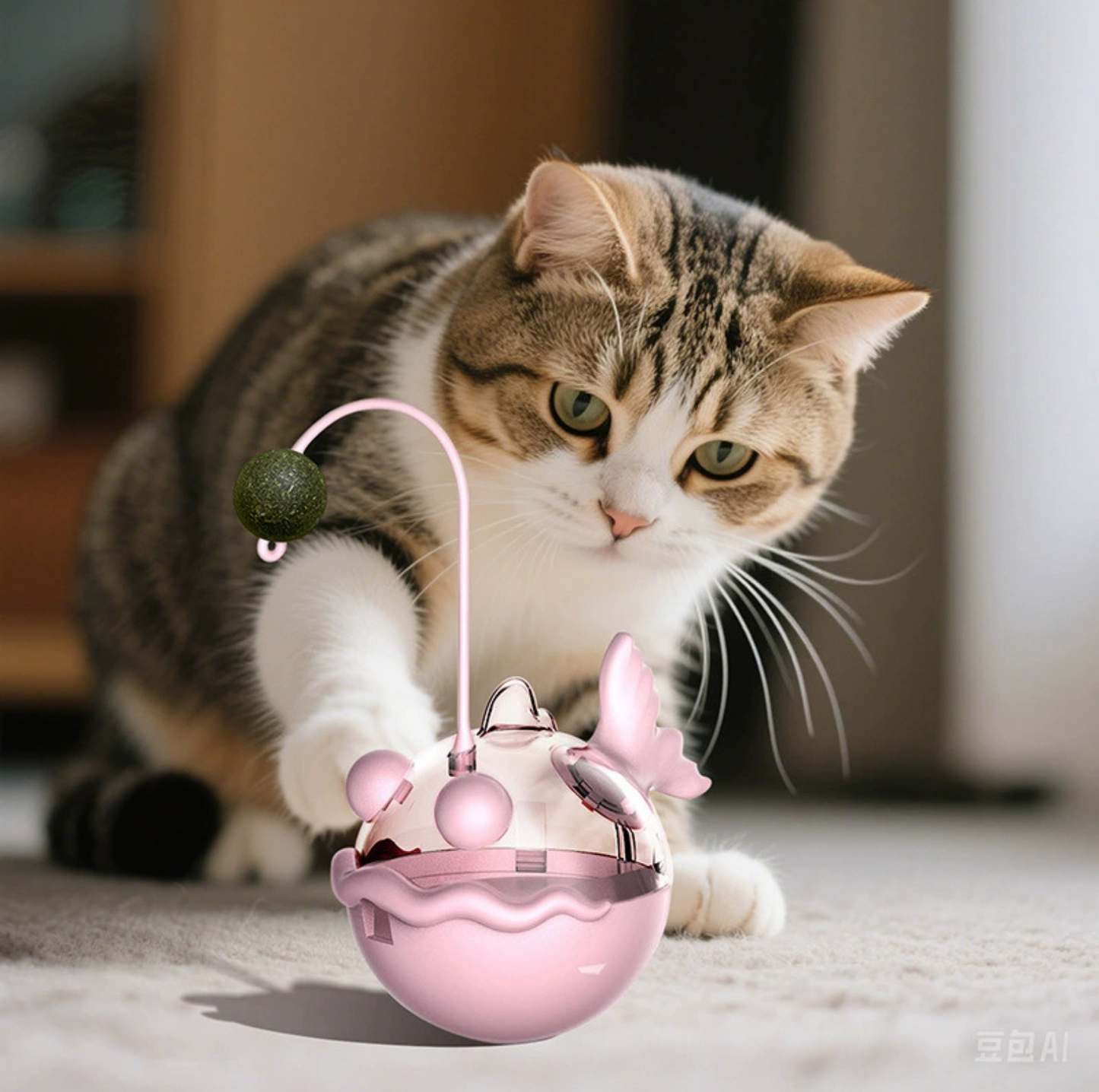 Anglerfish Wobble Cat Toy – Treat Dispenser, Catnip & Feather Teaser in One - {{product.type}} - PawPawUp