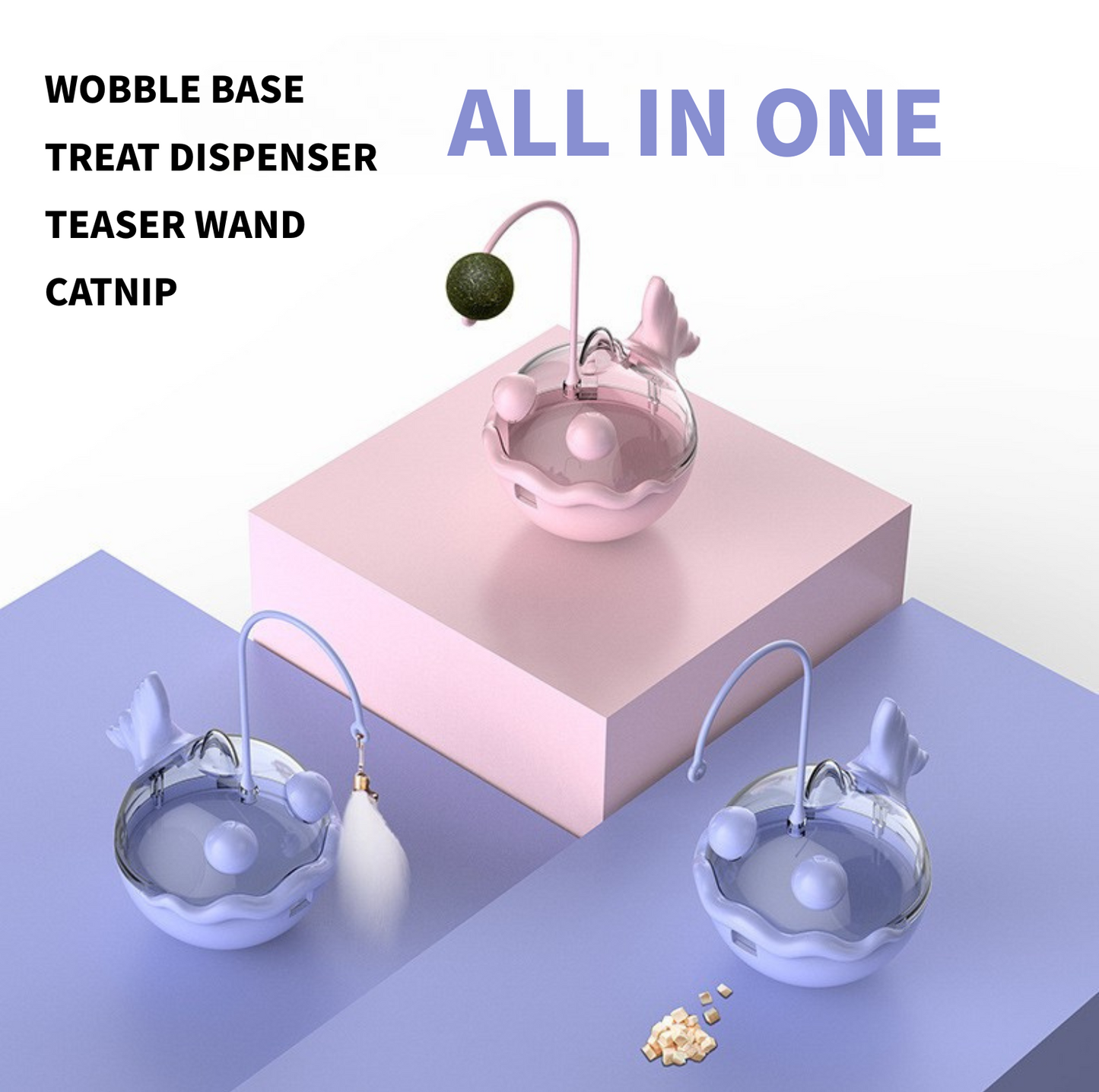 Anglerfish Wobble Cat Toy – Treat Dispenser, Catnip & Feather Teaser in One - {{product.type}} - PawPawUp