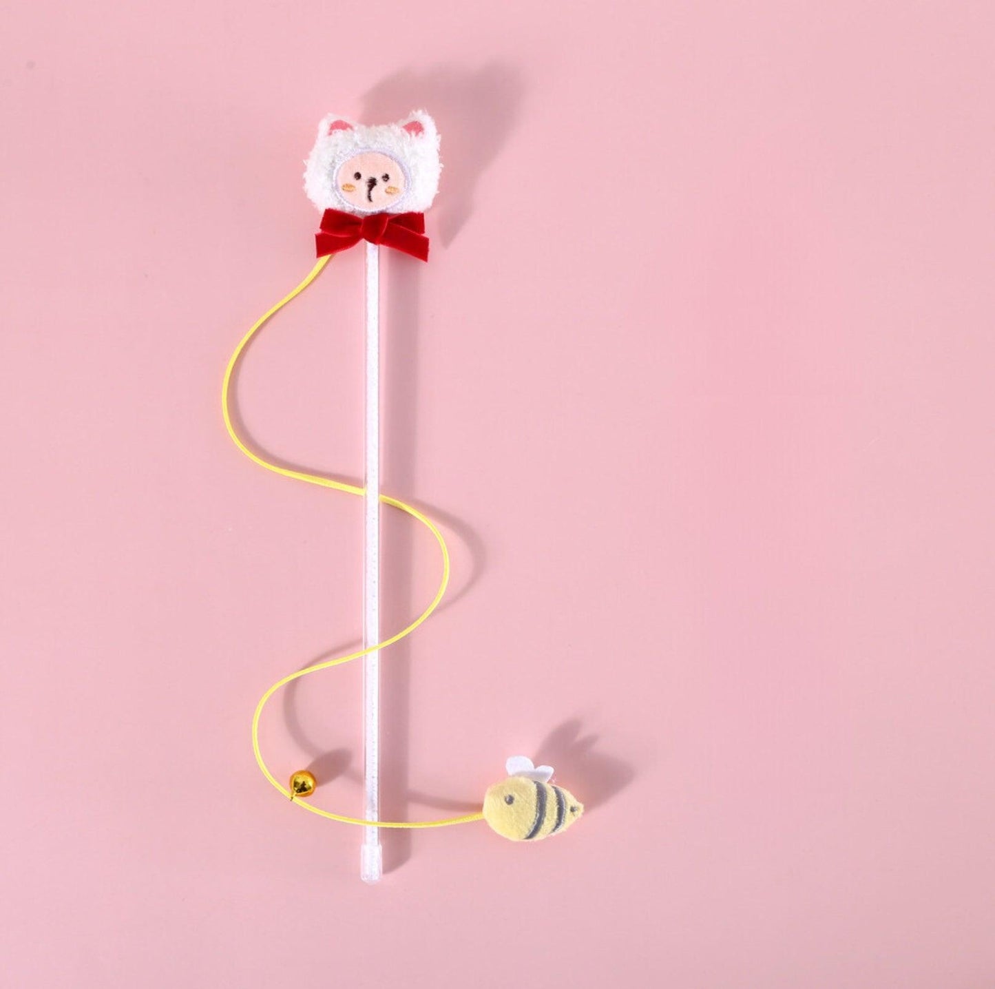 Animal Style Plush Cat Teaser Wand with Bell Cat Toy - {{product.type}} - PawPawUp