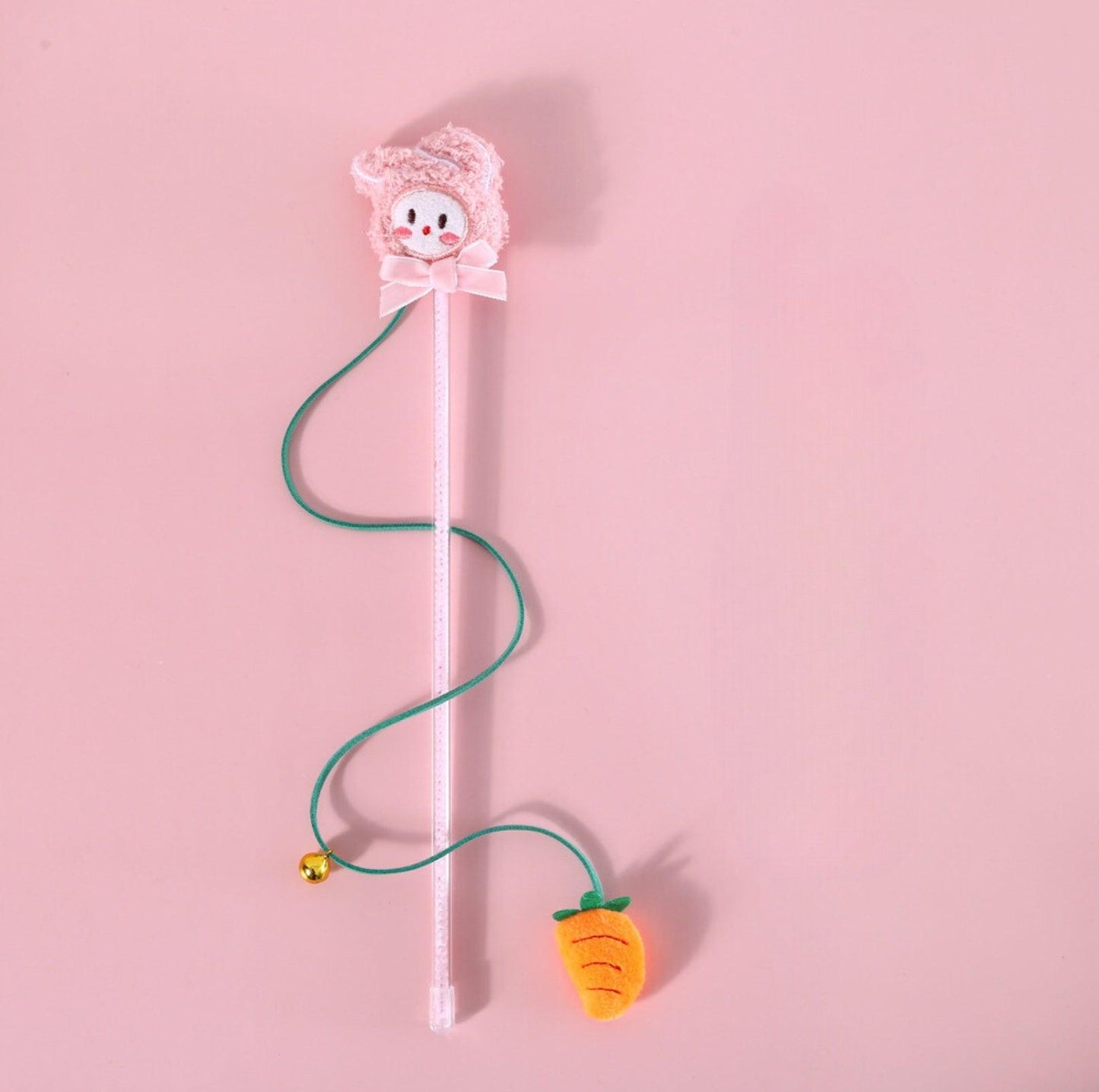 Animal Style Plush Cat Teaser Wand with Bell Cat Toy - {{product.type}} - PawPawUp