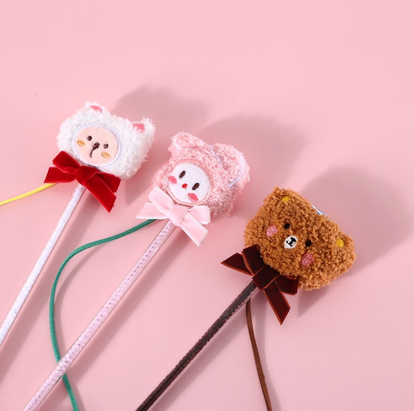 Animal Style Plush Cat Teaser Wand with Bell Cat Toy - {{product.type}} - PawPawUp