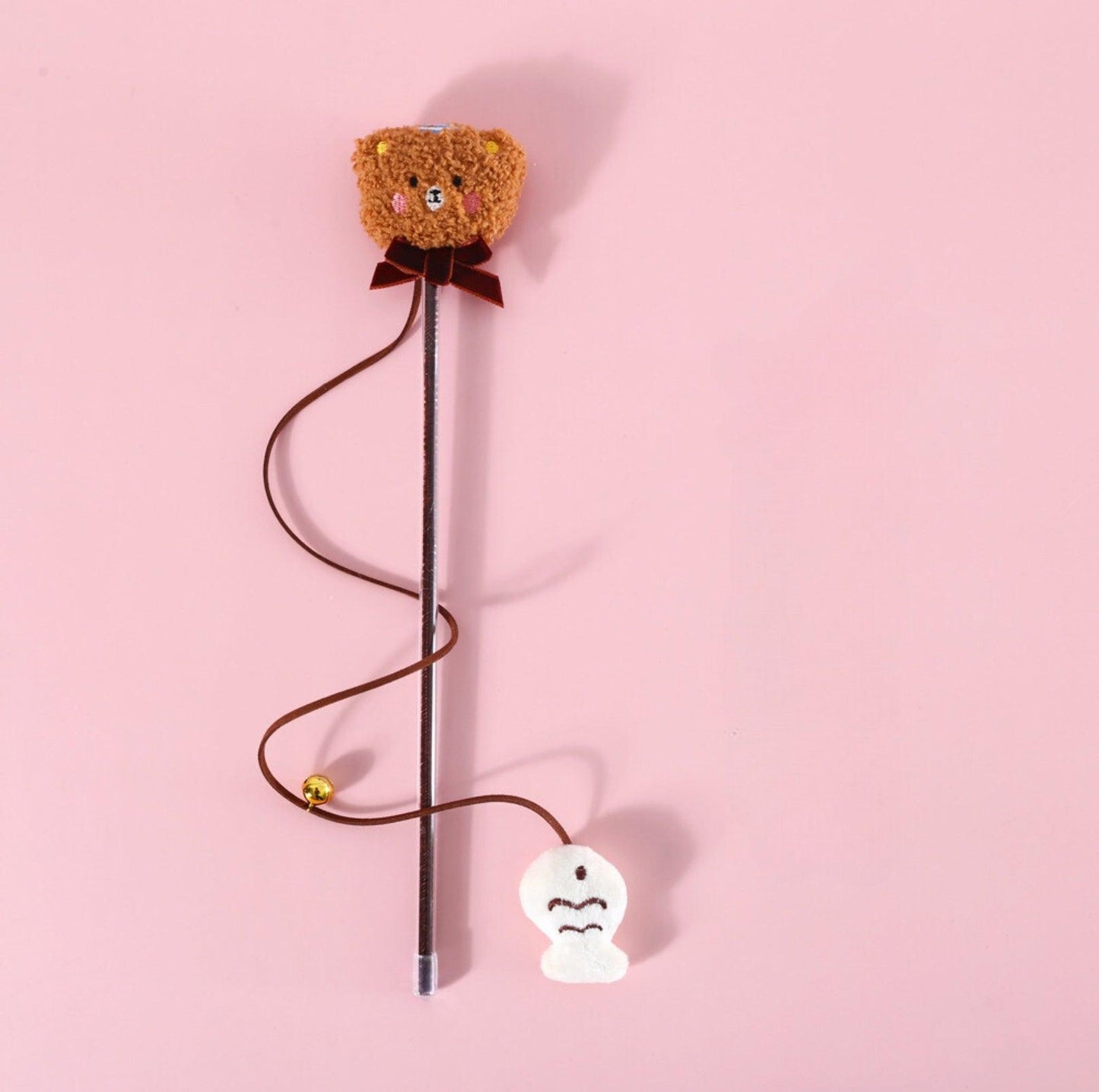 Animal Style Plush Cat Teaser Wand with Bell Cat Toy - {{product.type}} - PawPawUp
