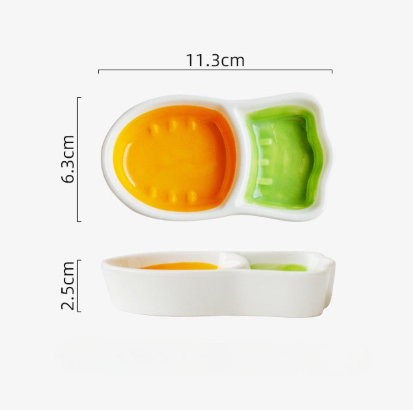 Carrot-Shaped Ceramic Dual-Compartment Small Animals Bowl - {{product.type}} - PawPawUp