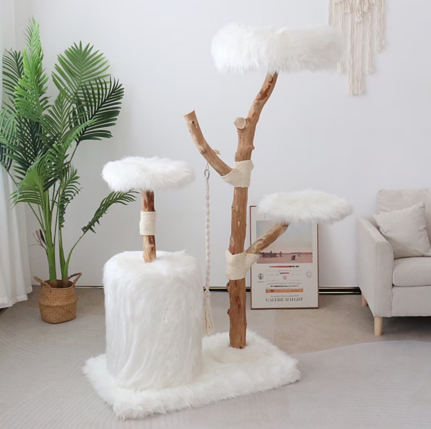 Cmisstree Cloud Series Cat Climbing Tree with House - Natural Fruitwood - {{product.type}} - PawPawUp