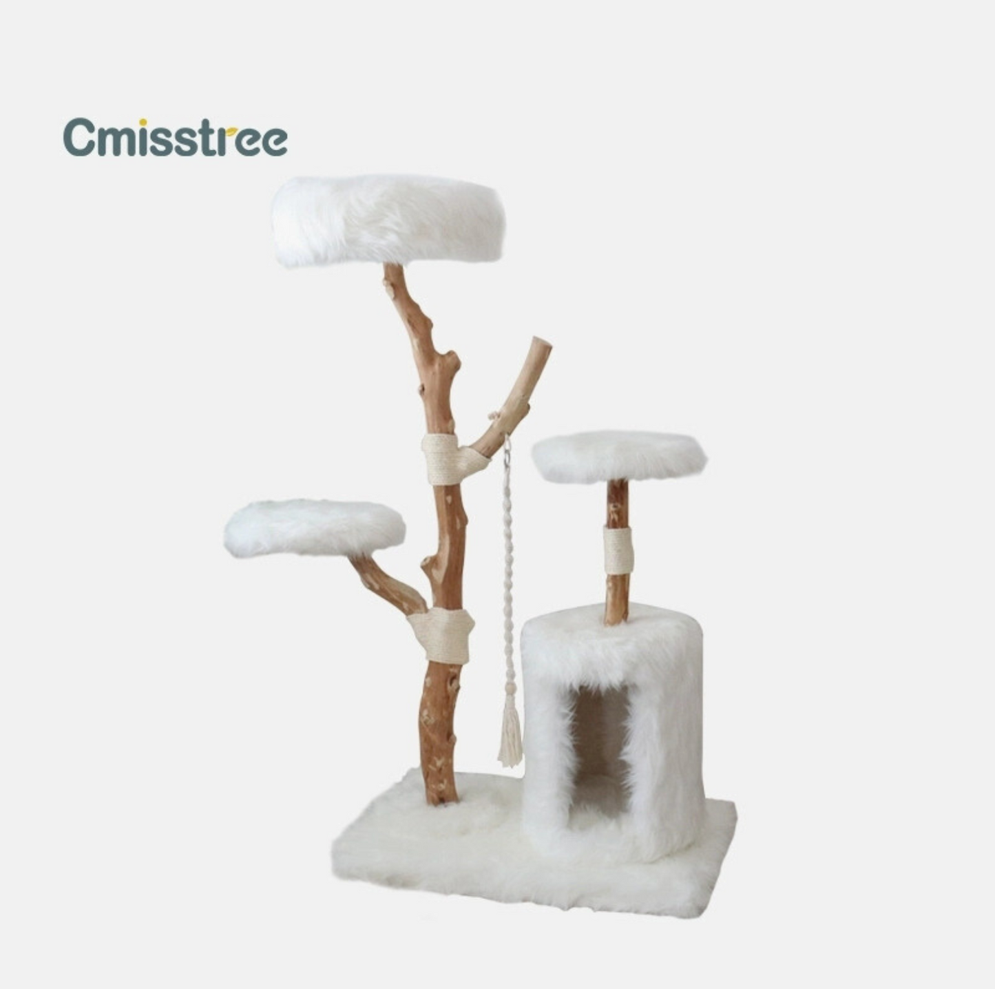 Cmisstree Cloud Series Cat Climbing Tree with House - Natural Fruitwood - {{product.type}} - PawPawUp
