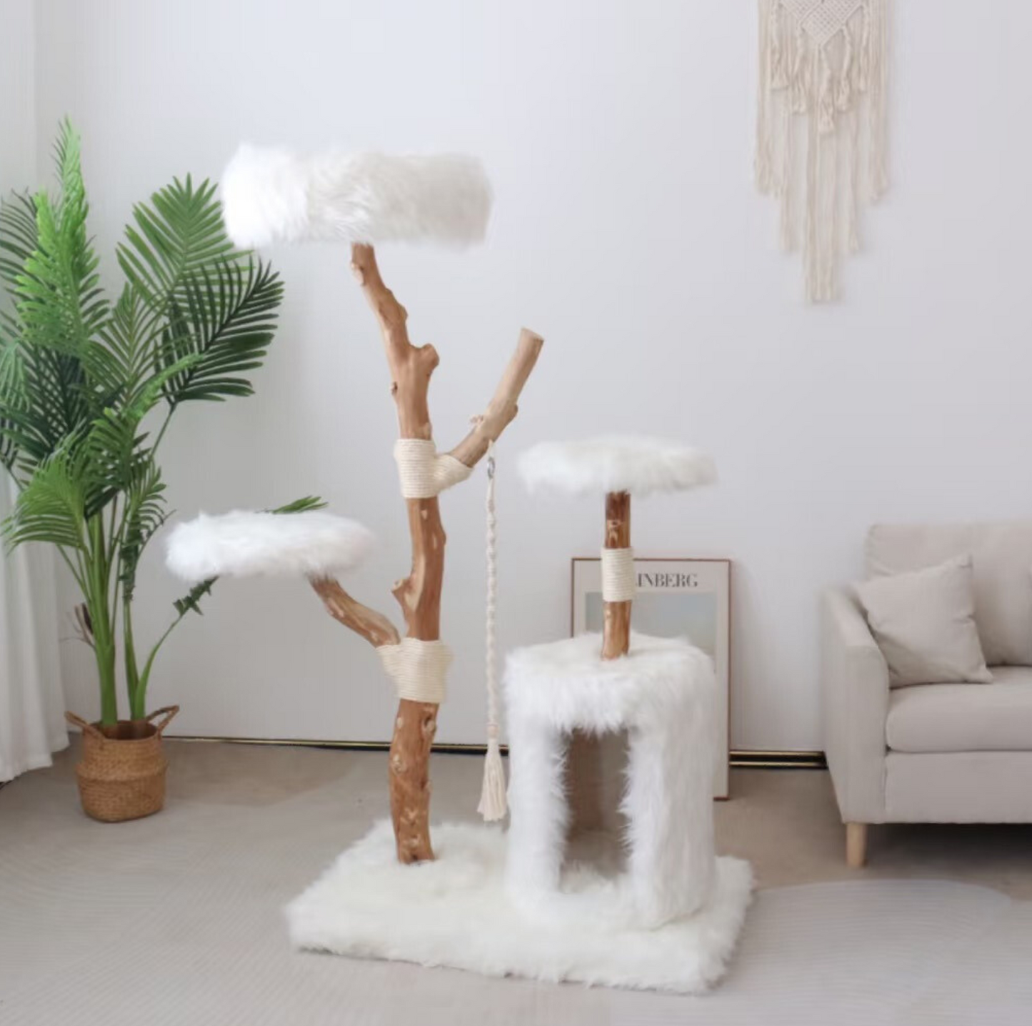 Cmisstree Cloud Series Cat Climbing Tree with House - Natural Fruitwood - {{product.type}} - PawPawUp