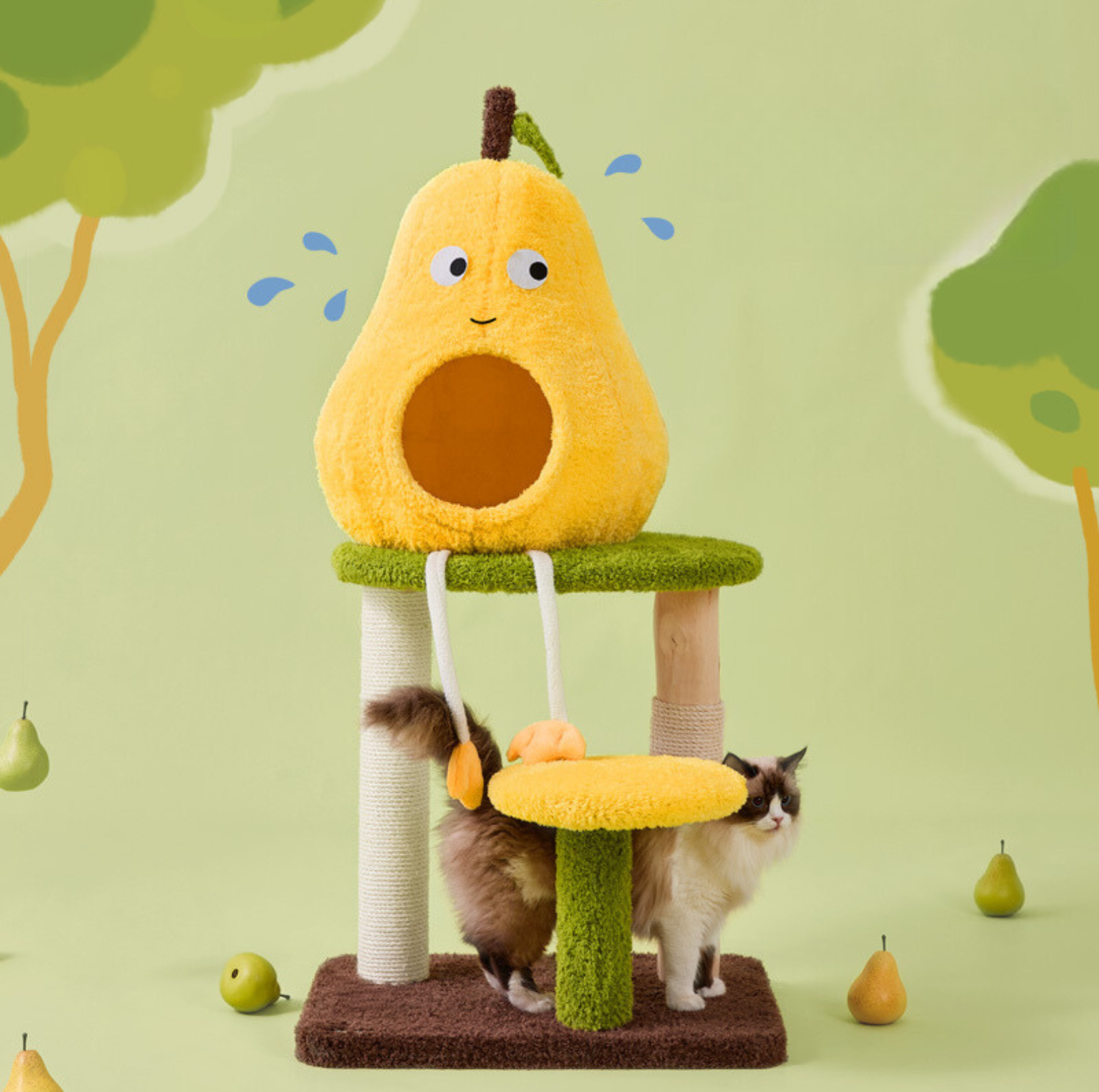 Cmisstree Pear-Shaped Wooden Cat Tree - {{product.type}} - PawPawUp