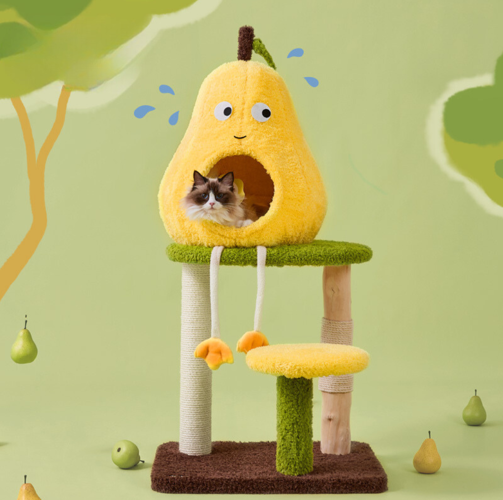 Cmisstree Pear-Shaped Wooden Cat Tree - {{product.type}} - PawPawUp