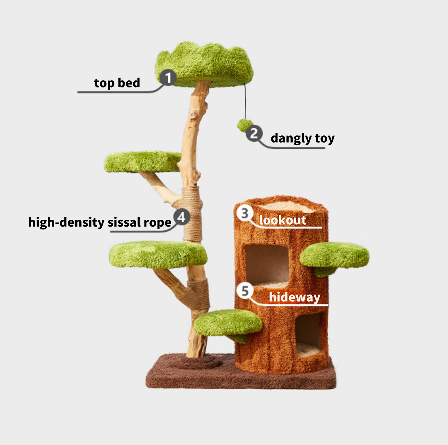 Cmisstree Tree Hollow Solid Wood 5-Tired Large Cat Tree - {{product.type}} - PawPawUp
