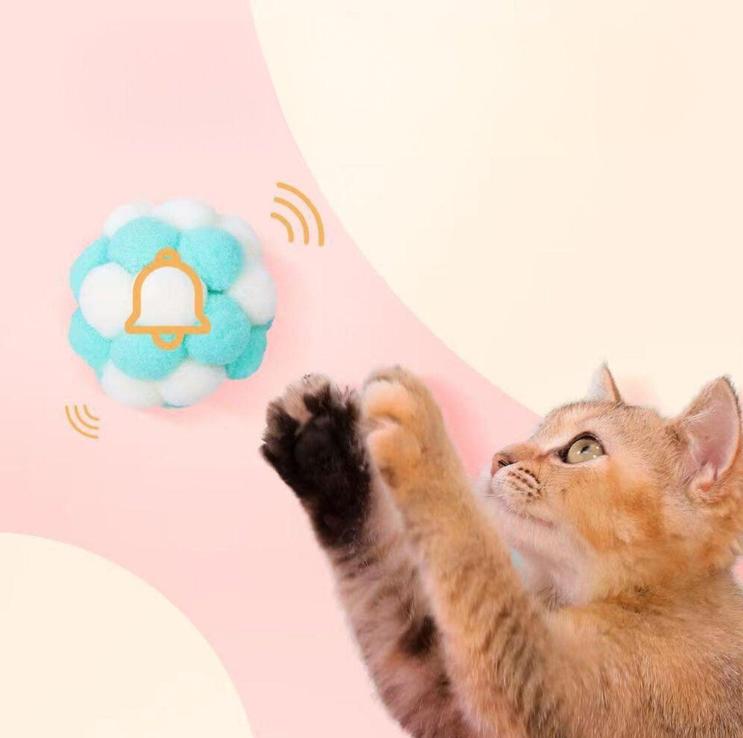 Colorful Plush Ball Cat Toys- Interactive Fun with Bells & Elastic - {{product.type}} - PawPawUp