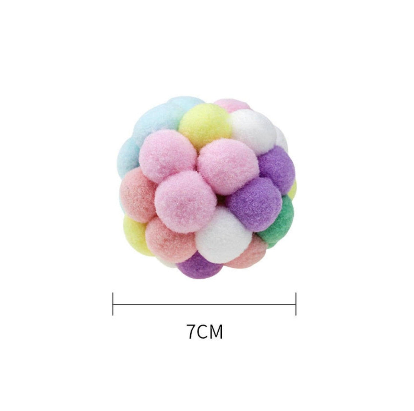 Colorful Plush Ball Cat Toys- Interactive Fun with Bells & Elastic - {{product.type}} - PawPawUp