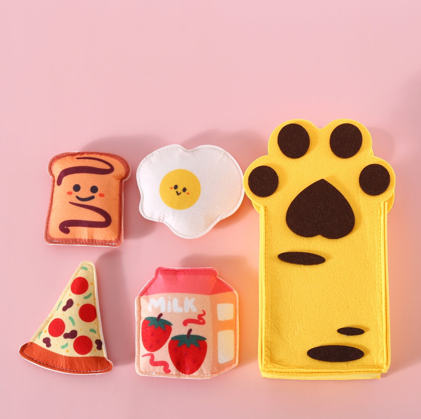 Cute Food-Themed Catnip Toy Set (4pcs) + Cat Paw Storage Bag - {{product.type}} - PawPawUp
