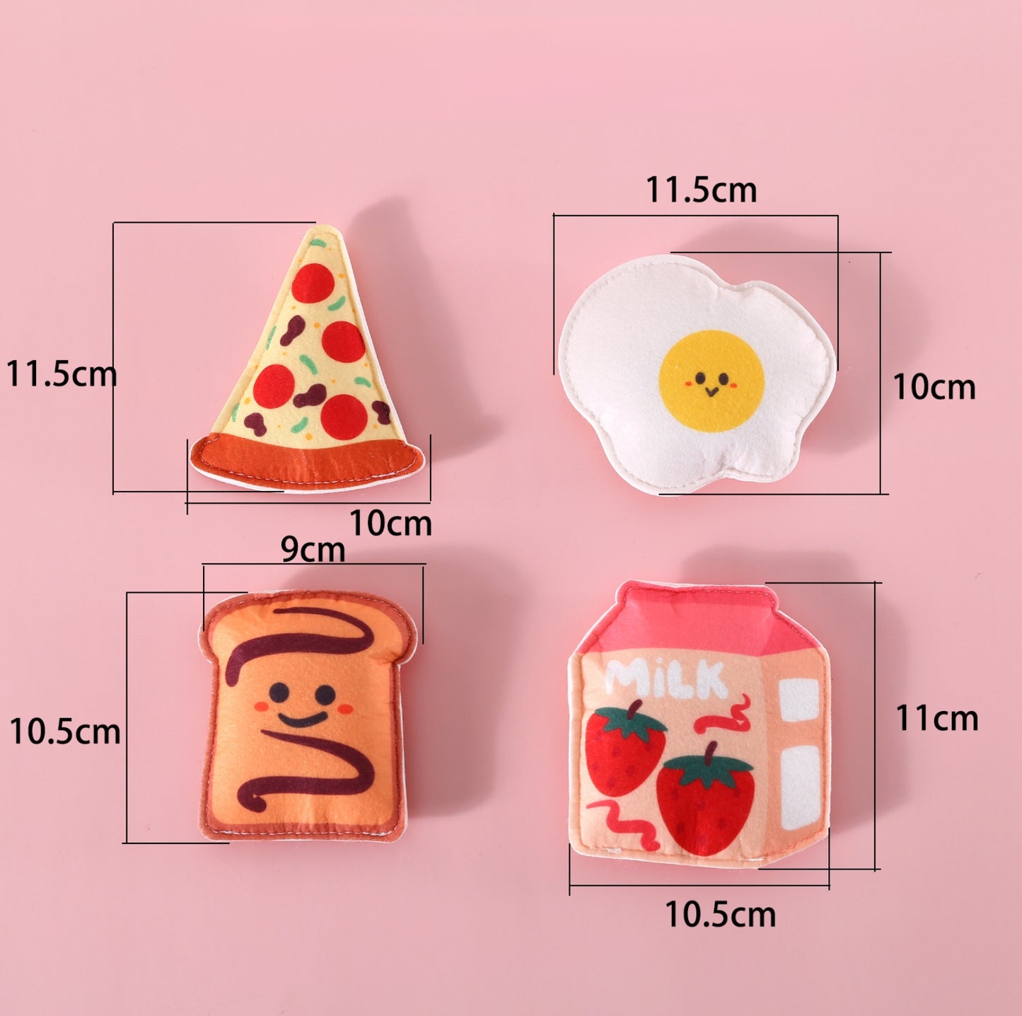 Cute Food-Themed Catnip Toy Set (4pcs) + Cat Paw Storage Bag - {{product.type}} - PawPawUp