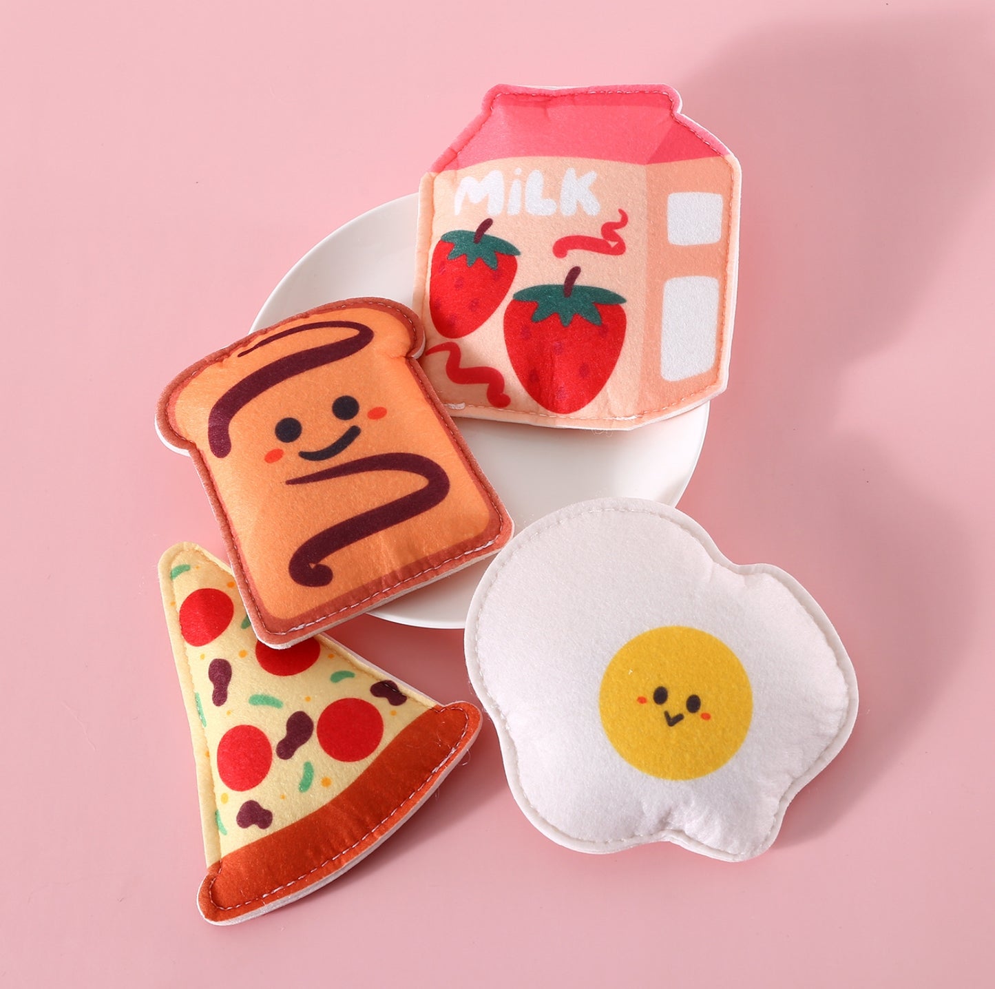 Cute Food-Themed Catnip Toy Set (4pcs) + Cat Paw Storage Bag - {{product.type}} - PawPawUp