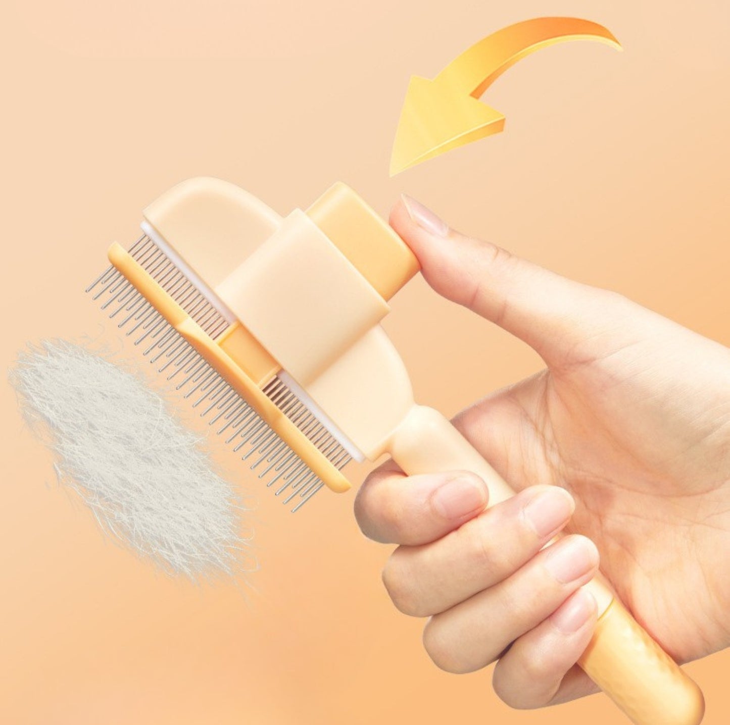 Deshedding & Dematting Pet Brush – Dual-Length Stainless Steel Teeth with Self-Cleaning Function - {{product.type}} - PawPawUp
