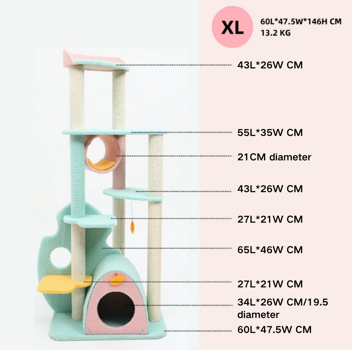 Dreamy Macaroon Party Cat Tree with Scratching Post and Nest - {{product.type}} - PawPawUp
