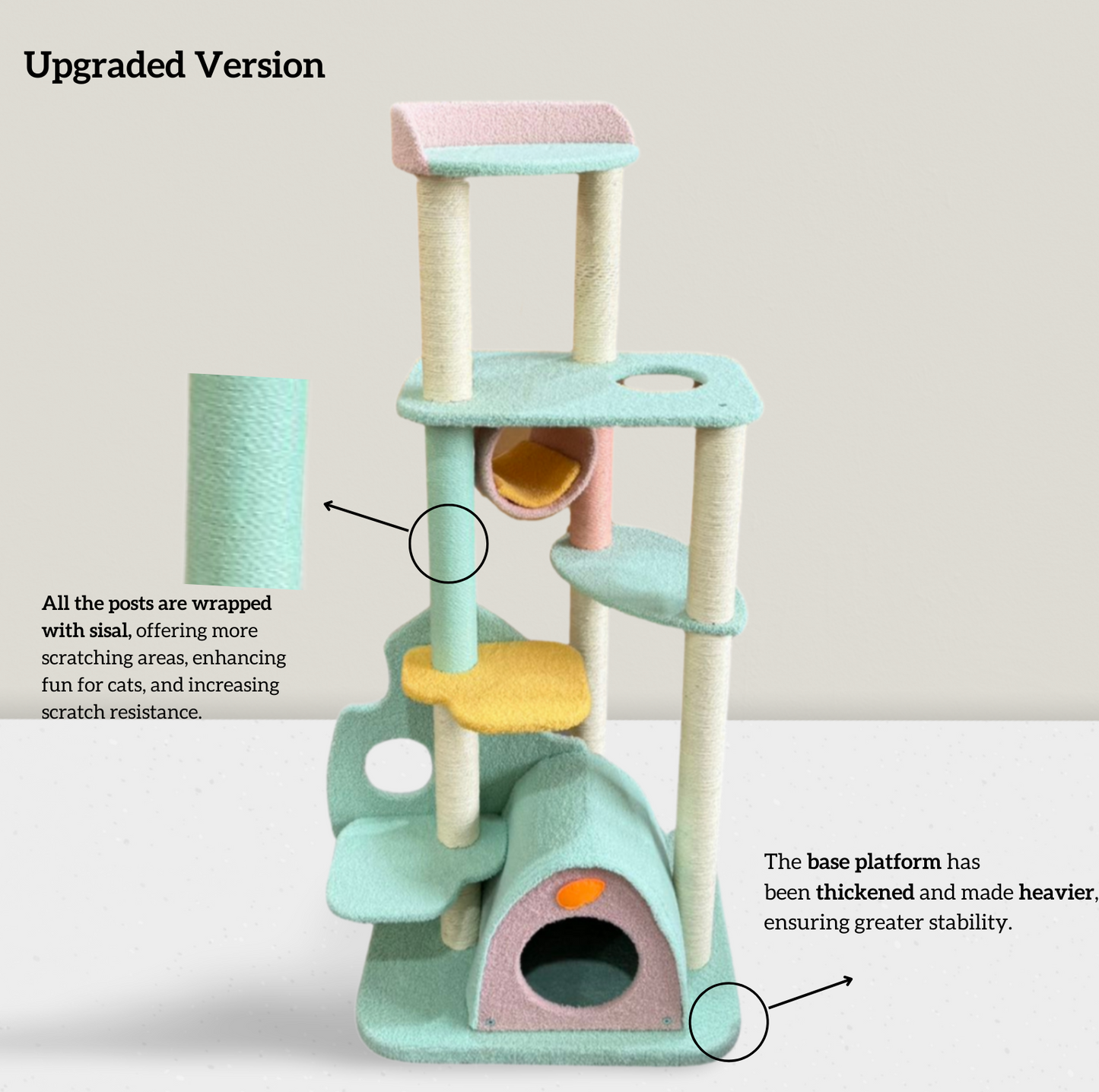Dreamy Macaroon Party Cat Tree with Scratching Post and Nest - {{product.type}} - PawPawUp