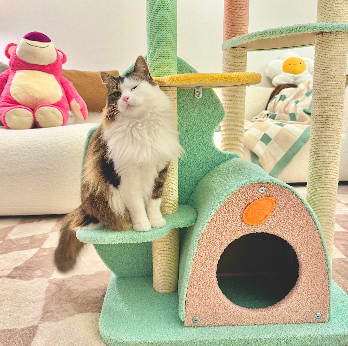 Dreamy Macaroon Party Cat Tree with Scratching Post and Nest - {{product.type}} - PawPawUp