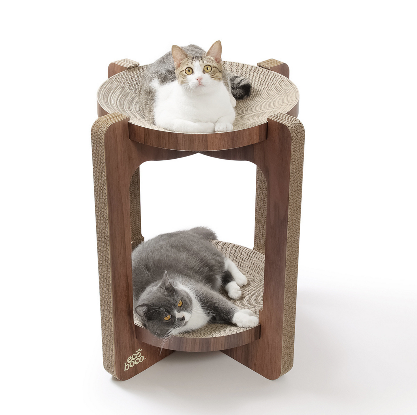 Dual-Layer Cat Scratcher Tower – 360° Multi-Cat Design - {{product.type}} - PawPawUp