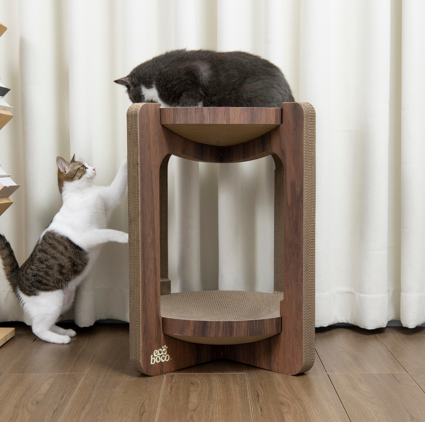 Dual-Layer Cat Scratcher Tower – 360° Multi-Cat Design - {{product.type}} - PawPawUp