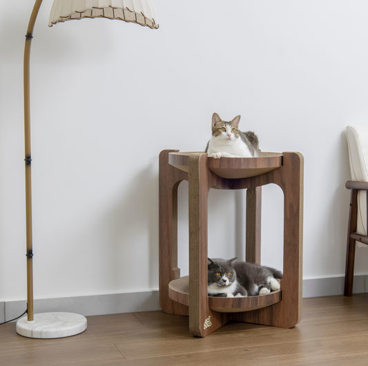 Dual-Layer Cat Scratcher Tower – 360° Multi-Cat Design - {{product.type}} - PawPawUp
