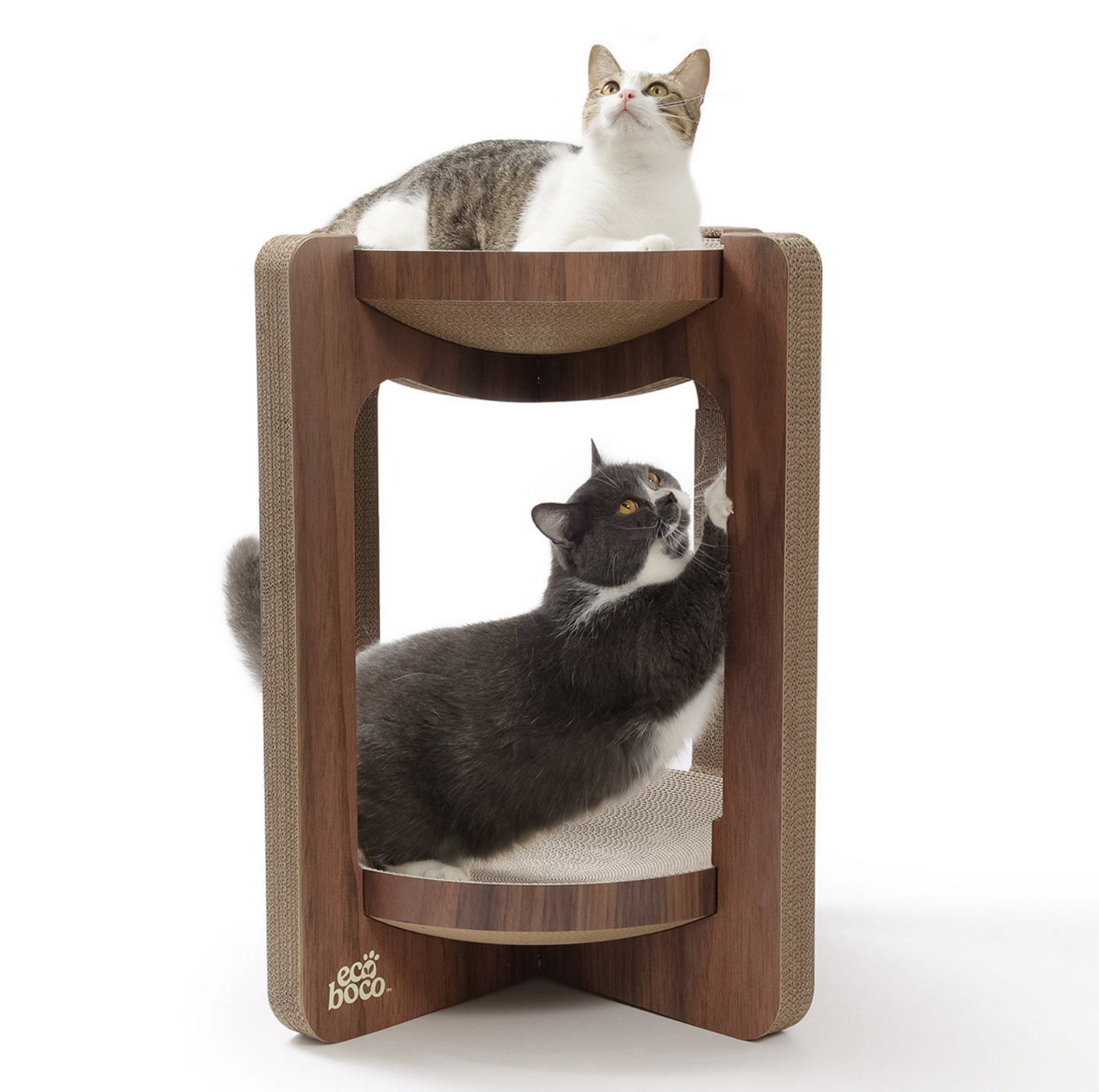 Dual-Layer Cat Scratcher Tower – 360° Multi-Cat Design - {{product.type}} - PawPawUp