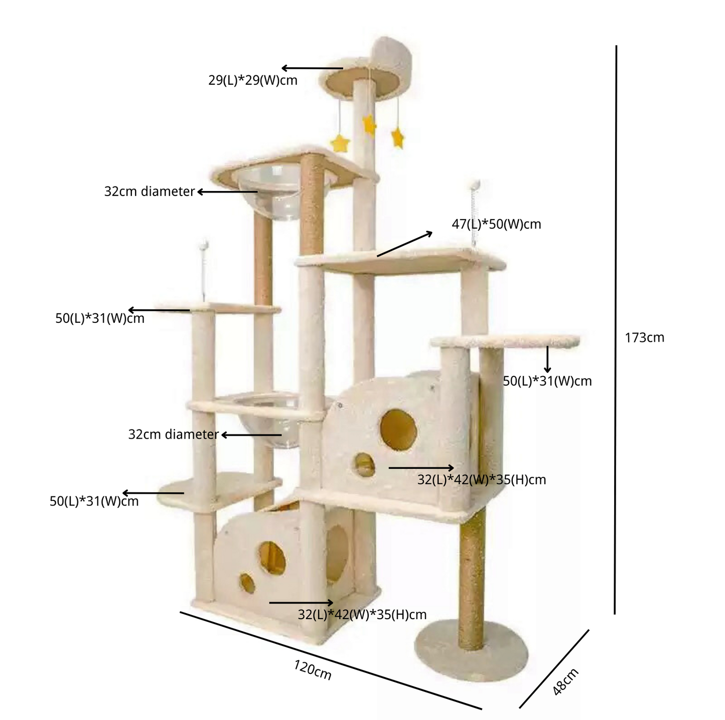 Ella's Castle: Super Large Cat Tree -9 Tiers, Height 173cm - {{product.type}} - PawPawUp