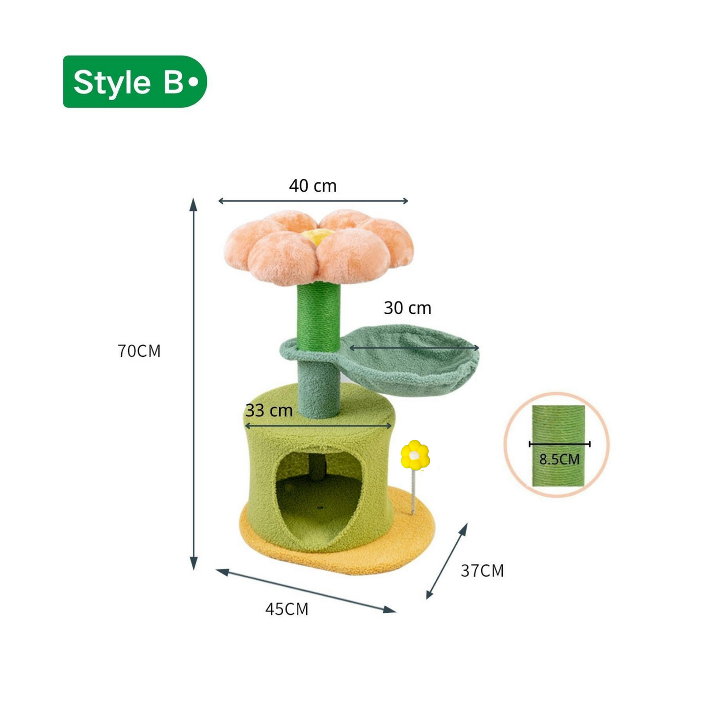 Flower-Styled Cat Tree with Soft Nest & Scratching Posts - {{product.type}} - PawPawUp