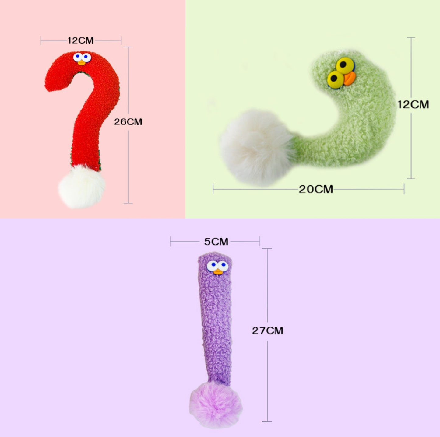 Funny Quirky Punctuation Marks Plush Cat Toy - {{product.type}} - PawPawUp