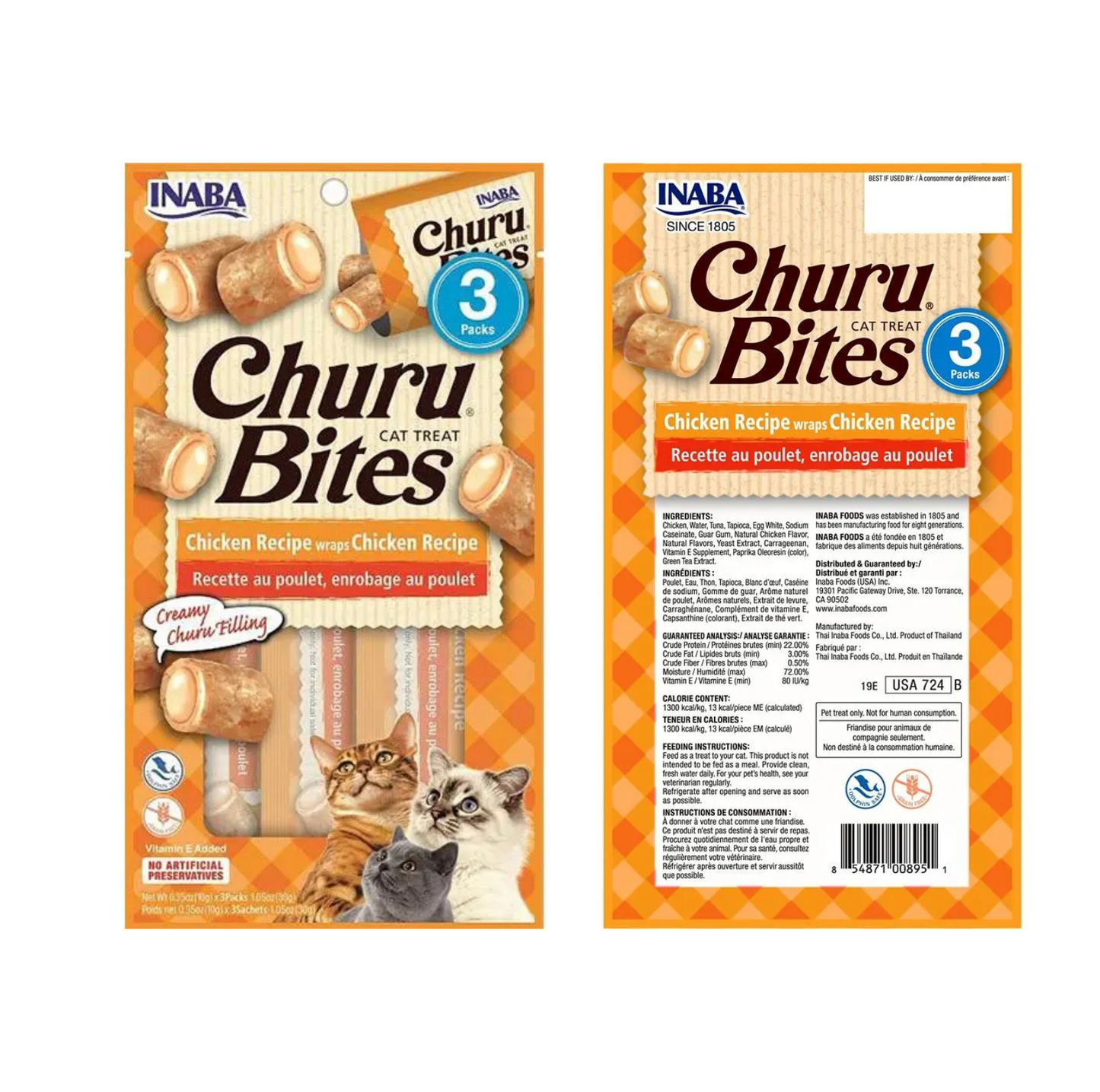 INABA Cat Churu Bites Chicken Wraps Cat Treat Tube (10g*3pcs) - {{product.type}} - PawPawUp