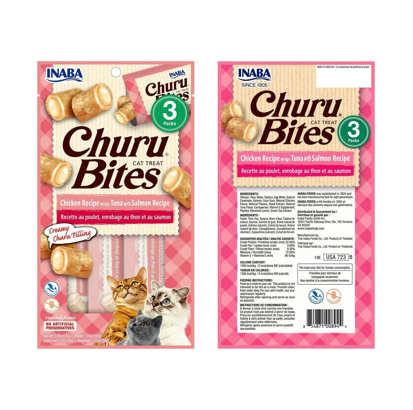 INABA Cat Churu Bites Chicken Wraps Cat Treat Tube (10g*3pcs) - {{product.type}} - PawPawUp