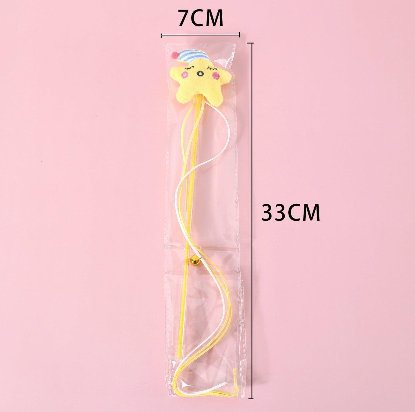 Moon and Star Style Ribbon Bell Cat Teaser Wand - {{product.type}} - PawPawUp