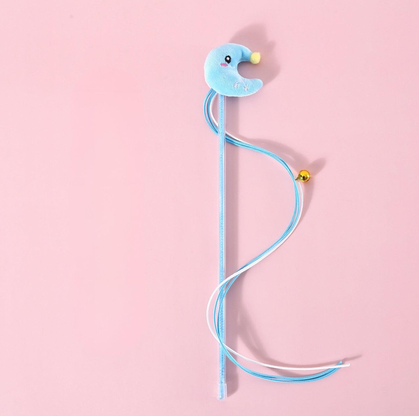 Moon and Star Style Ribbon Bell Cat Teaser Wand - {{product.type}} - PawPawUp