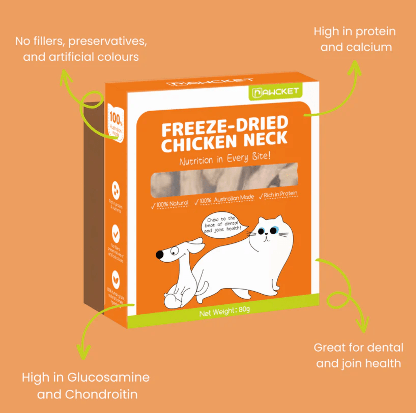 Pawcket Freeze-Dried Chicken Neck Treat - {{product.type}} - PawPawUp