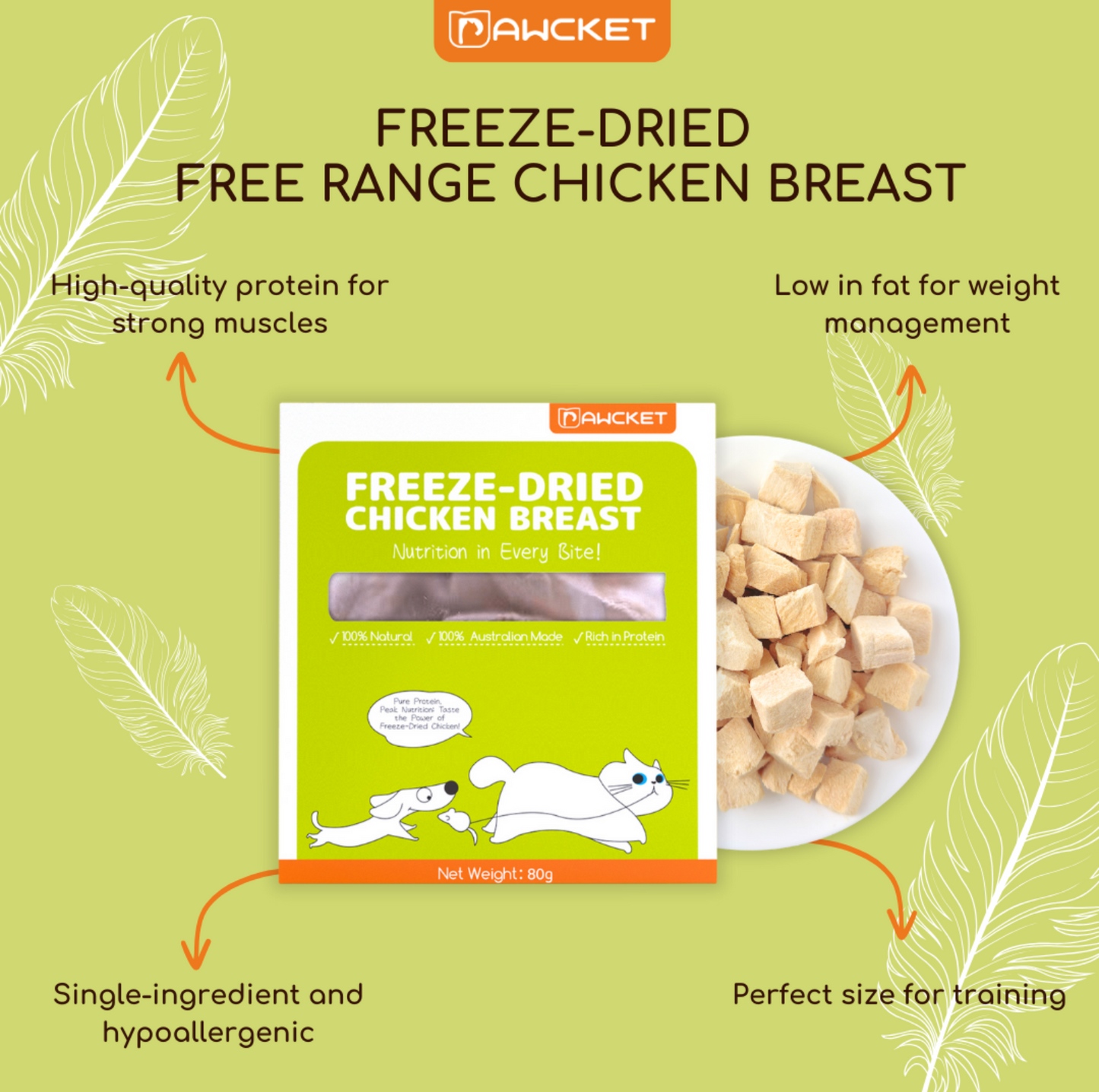 Pawcket Freeze-Dried Free Range Raw Chicken Breast Treat - {{product.type}} - PawPawUp