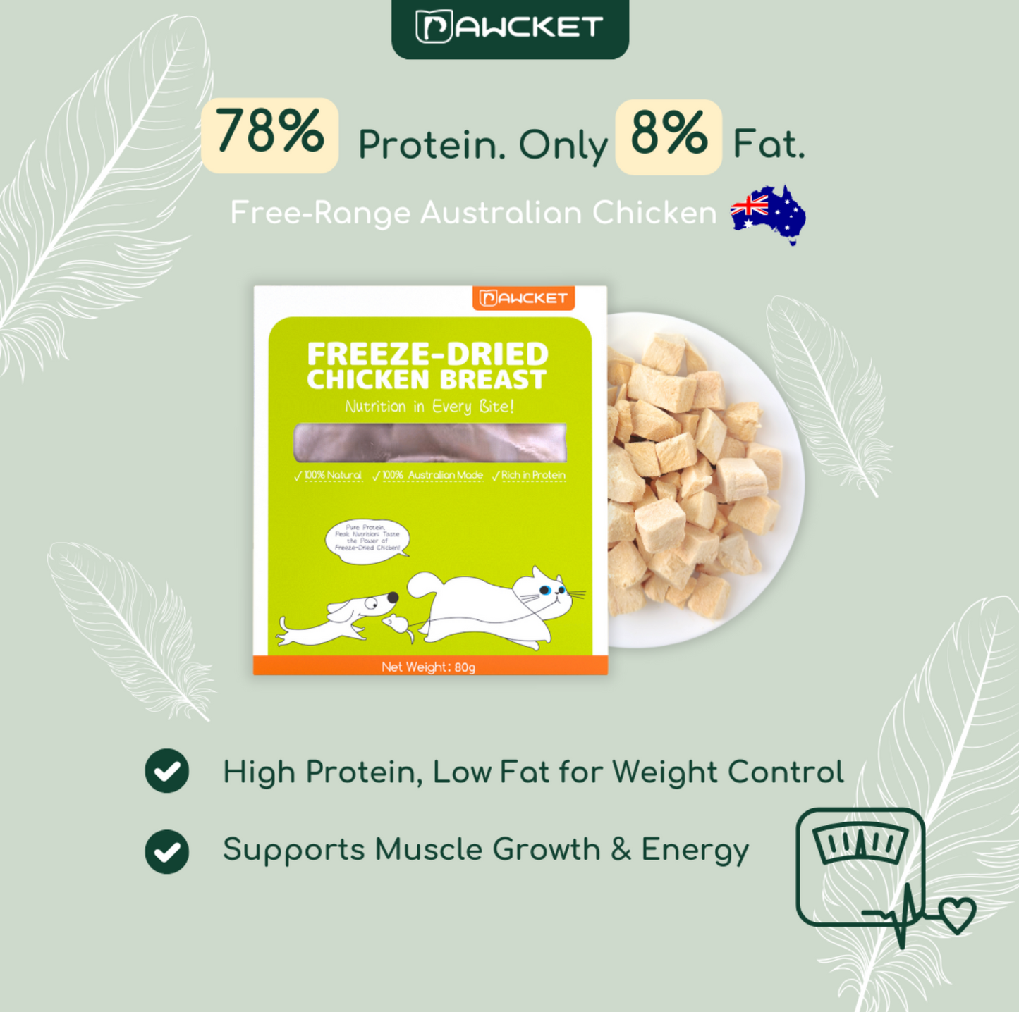Pawcket Freeze-Dried Free Range Raw Chicken Breast Treat - {{product.type}} - PawPawUp